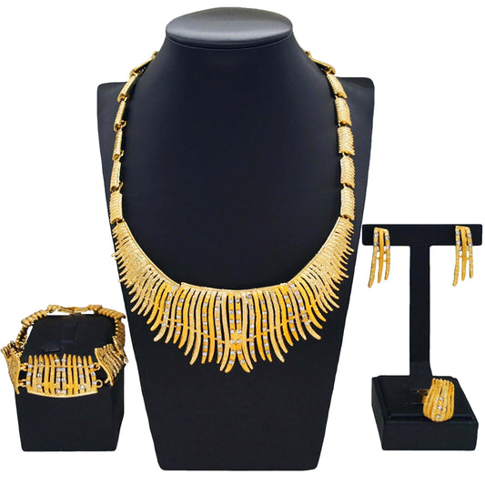 Zhuerrui Wholesale Luxury Gold Jewelry Sets Cheap Bead Bridal Necklace Jewelry Set Beautiful Women Christmas Gifts HA2388814