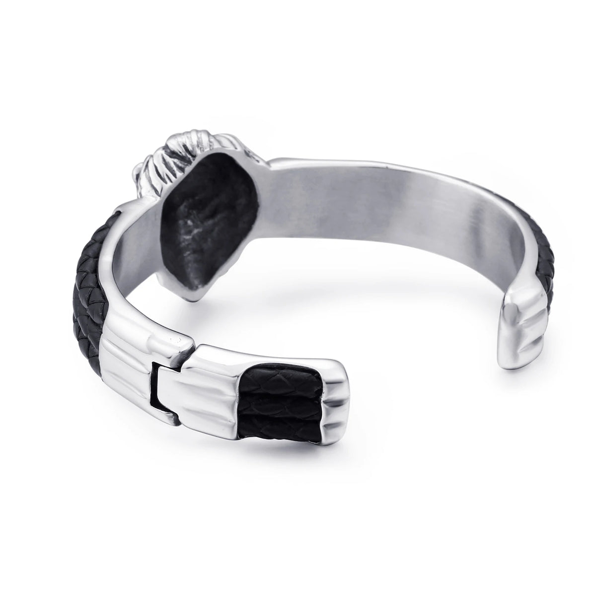 VIKING Mens Punk Lion Head Bangle – Silver Stainless Steel