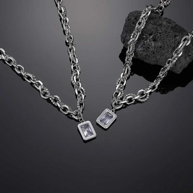 NEWLiFE VIKING Cuban Link Zircon Necklace in Silver Plated for Women & Men | Designer Jewellery for women & MEN
