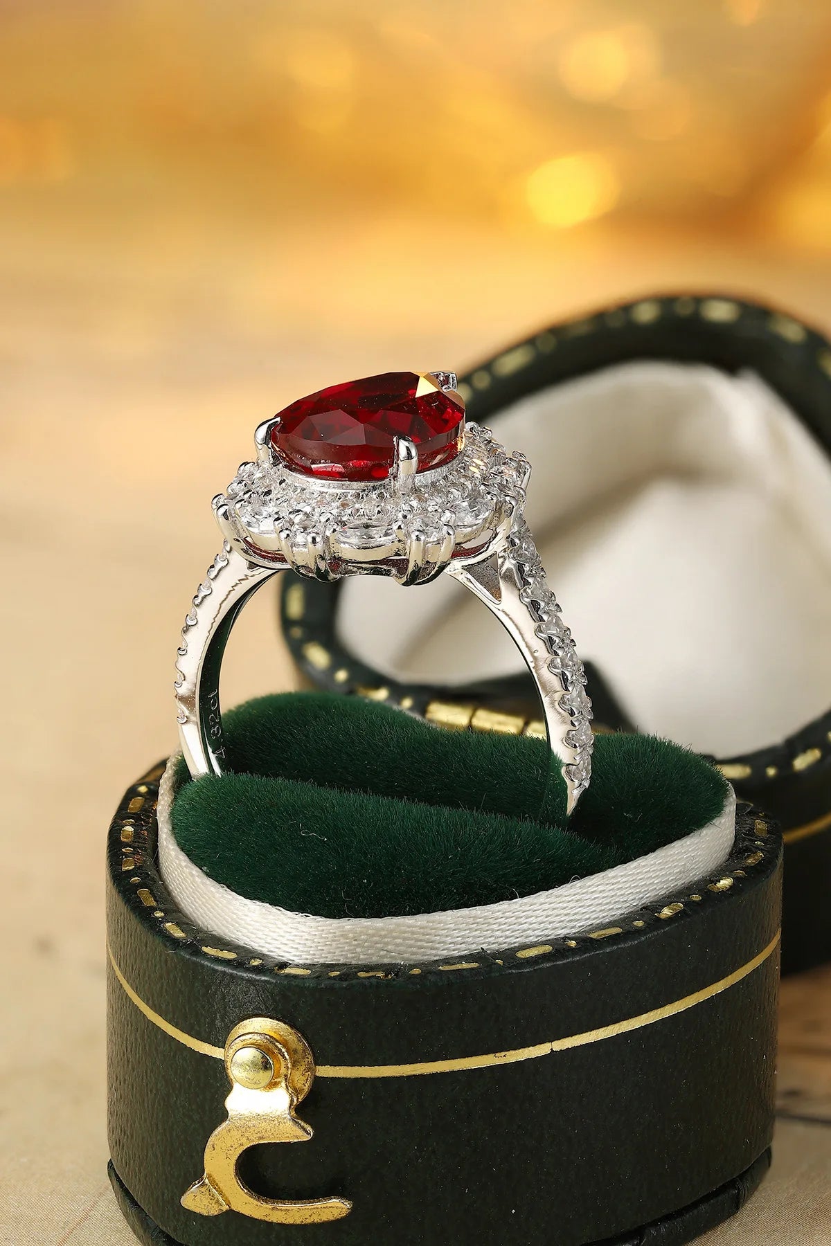 Gemfiori Niche Design Lab Grown Ruby Ring Minimalist Cold Tone Style Sophisticated Understated Luxury Fine Jewelry Ring