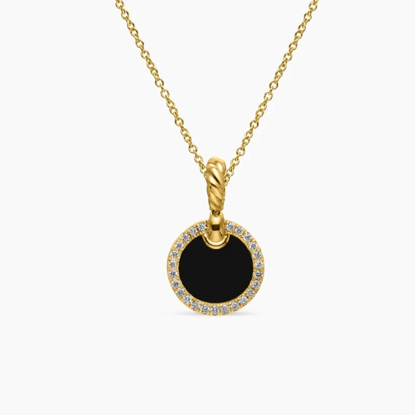 FASHIONISTA DY High-Quality Silver-Plated 17.8mm Round Diamond Necklace. Gold-Plated Colored Gemstone Necklace. Jewelry .