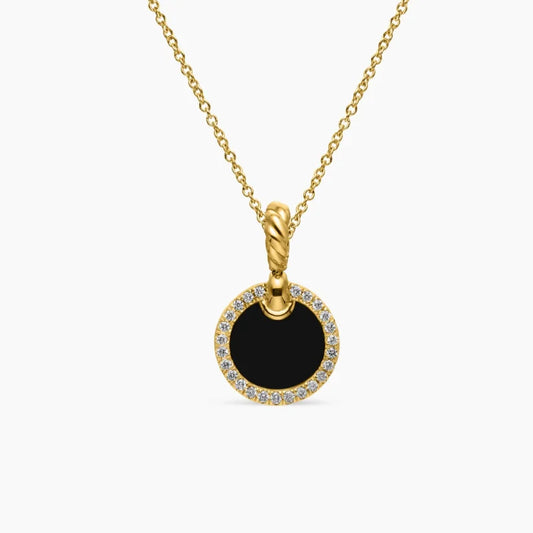 FASHIONISTA DY High-Quality Silver-Plated 17.8mm Round Diamond Necklace. Gold-Plated Colored Gemstone Necklace. Jewelry .