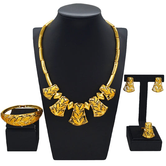 Zhuerrui Beautiful African Gold Jewelry Sets Factory Woman Necklace Jewelry Set Available Bridal Wedding Accessories HA2339014