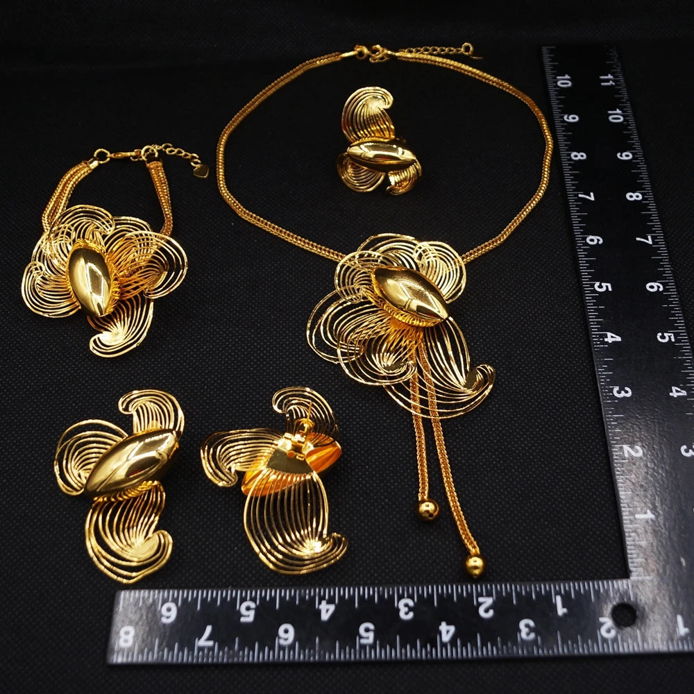 Italian Jewelry Set Alloy Brazilian Jewelry Sets Wedding Party Pendant Necklace Bracelet Ring Earrings Jewelry Set HE2550120