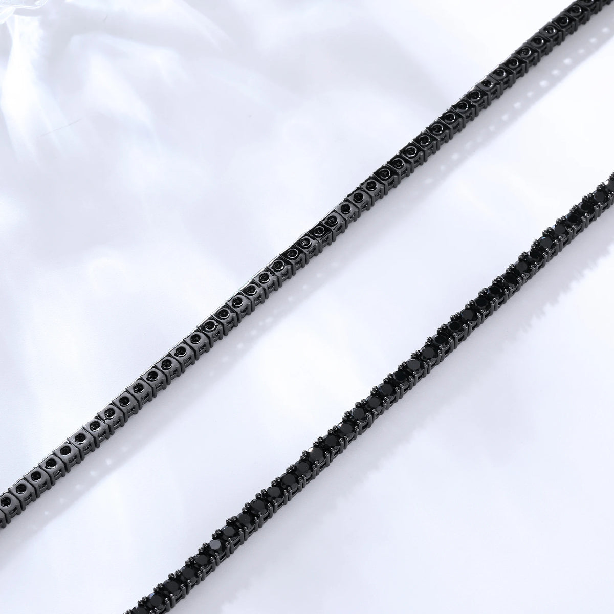 BiG-BOSS Fine Jewelry 3mm Round Cubic Zircon Black Gold Necklace Hip Hop Jewelry Black Stone Tennis Chain Men Necklace
