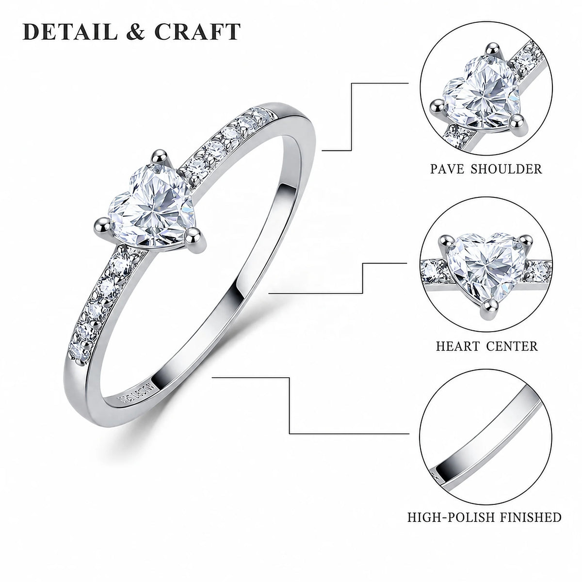 Gioiellieri Heart Cut Lab Grown Diamond Ring 1Carat D VVS2 9K 10K 14K 18K White/Yellow/Rose Solid Gold Women Fine Fashion Jewelry
