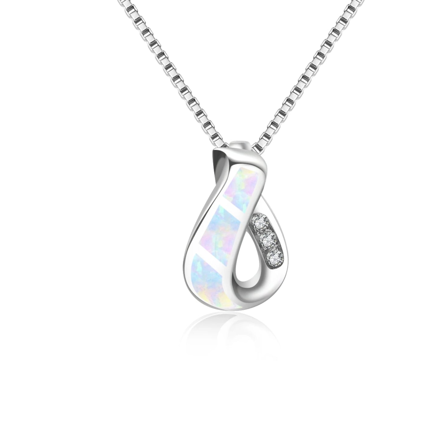 Geometric Opal Copper Box Chain Christian Necklace Aobao Gift
