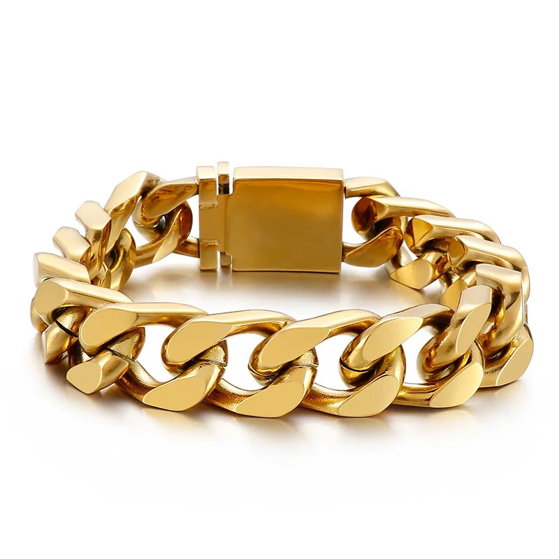 VIKING Mens Hip-Hop Cuban Link Bracelet – Silver, Gold, Black & Rainbow