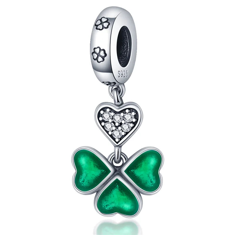 S&S Four Leaf Clover Zircon & Enamel 925 Silver Jewellery | Rings, Earrings, Bracelet & Pendant | S&S Collection