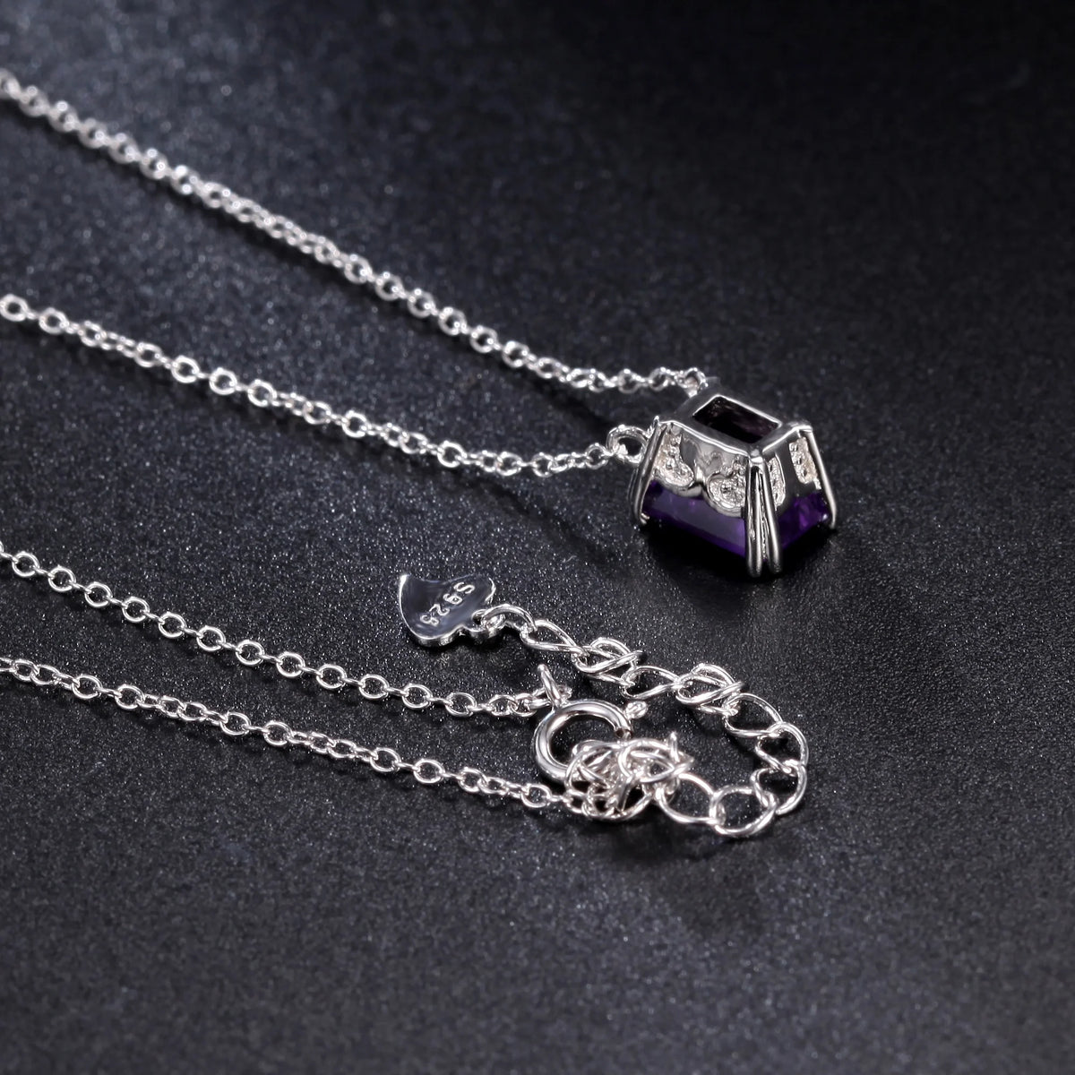 ArtistA Amethyst Necklace Fancy Cut Octagon Shape Gem Stone Minimalist 3 Year Plating Last 925 Sterling Silver Jewelry Necklaces