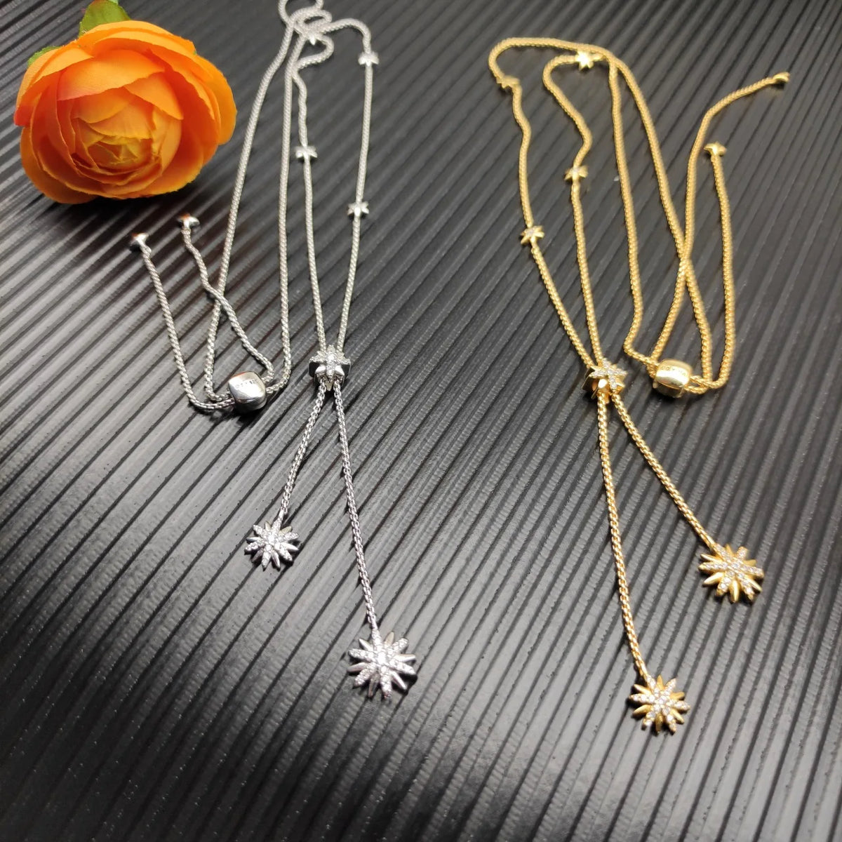 DY High-Quality Silver-Plated Star and Diamond Necklace. Gold-Plated Diamond Necklace. Jewelry Wholesale.