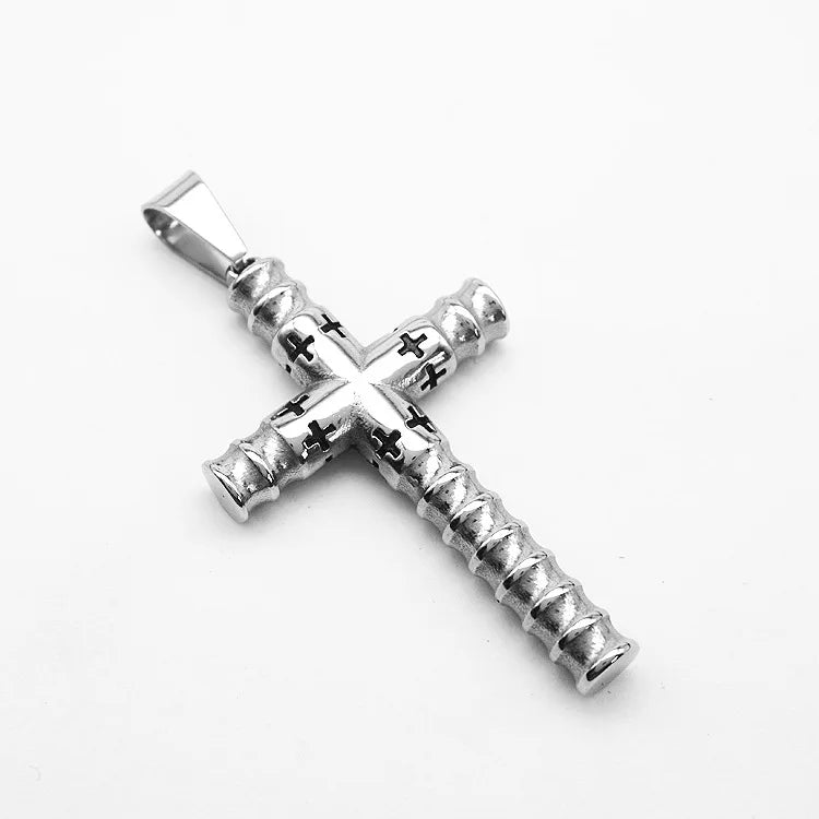 Religious Threaded Cross Non Anti Tarnish Free Waterproof Stainless Steel Pendant Fashion Jewelry Necklace Men Wholesale