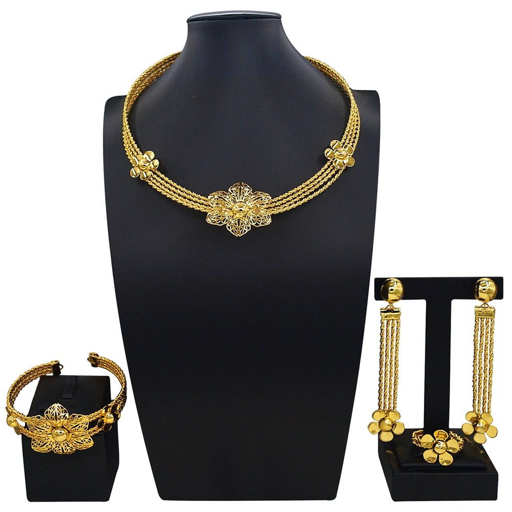 Zhuerrui Italiano Gold Designs Women Jewellery Set Party Fine Costume Jewelry Set Luxury Big Necklace Jewellery Sets X0006330