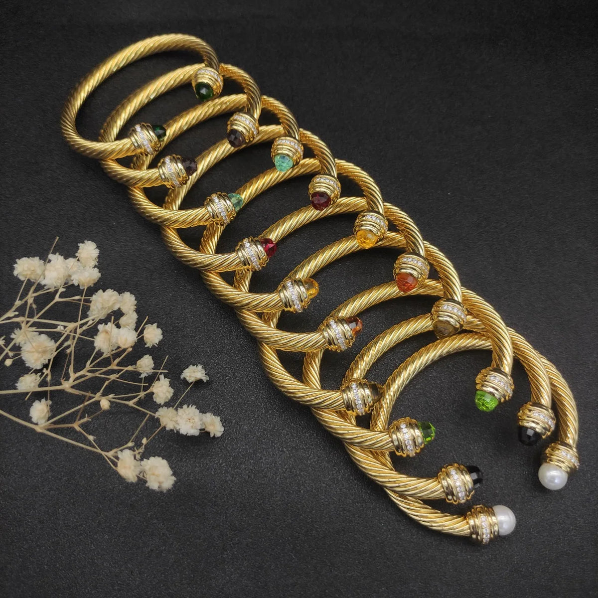 FASHIONISTA DY High-Quality 7mm Gold-Plated Diamond-Set Fashion Bracelet, Unisex Silver-Plated Diamond-Set Bracelet, Jewelry