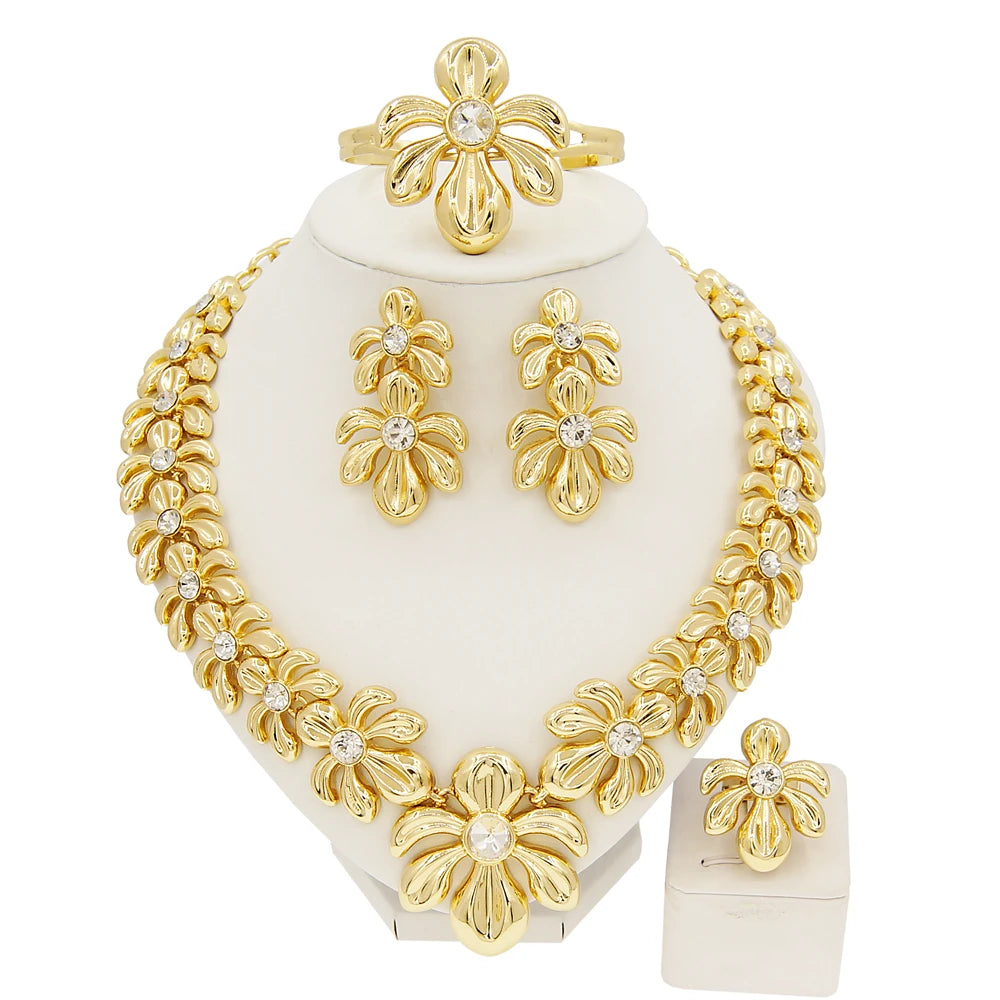 Zhuerrui Pendant Bangle Earrings Ring Chain Jewelry Set Italian Bridal Jewelry Set Women's Necklace Jewelry Set H00485