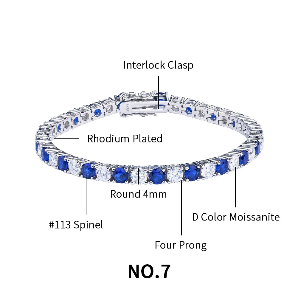 Wholesale Custom Women's Designer Gemstone Luxury 925  Silver Lab Grown Diamond Moissanite Cubic Zirconia Tennis Bracelet