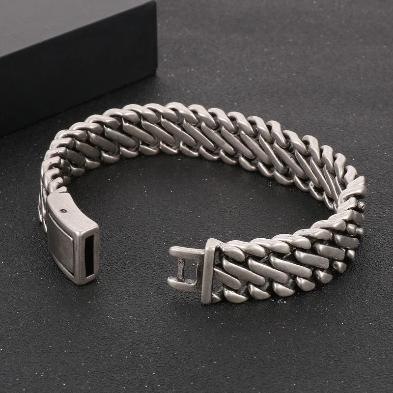 REBEL 220mm Men Casual Matte Surface Stainless Steel S Shape Links Bracelet