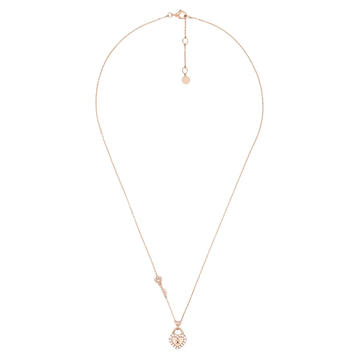 S&S Dainty Love Heart Pendant Necklace, Cubic Zirconia Key Interlocking Necklace Romantic Gift for Her