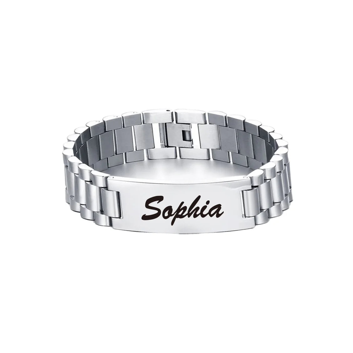 REBEL Stainless Steel ID Bar Bracelets for Men Customizable Engraving Black Chain Classic Style for Gifts
