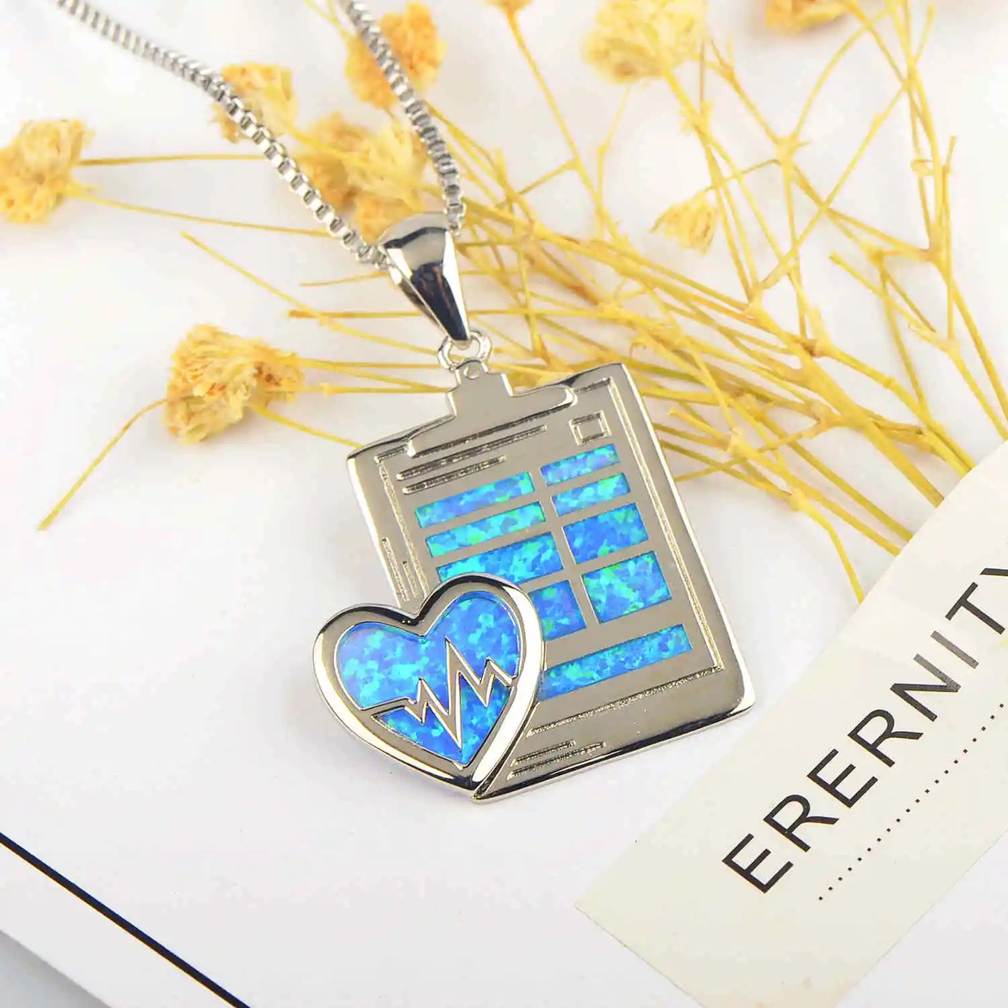 Sea heart Silver Plated Copper Alloy Opal Lariat Necklace for Women Aobao