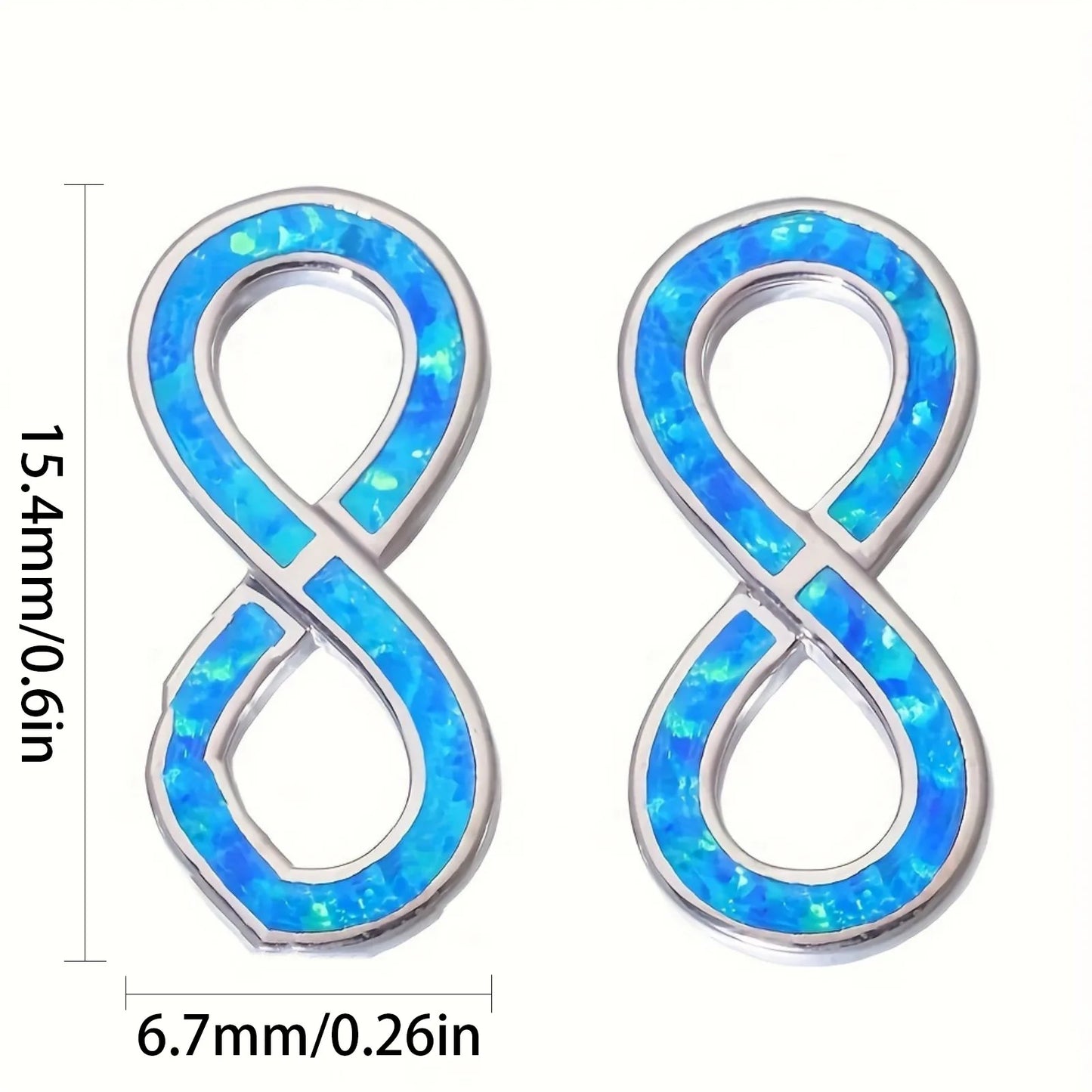 Endless Charm Blue Opal Silver Plated Geometric Christian Bohemian Stud Earrings Hawaiian Viral Jewelry TikTok Hot Seller