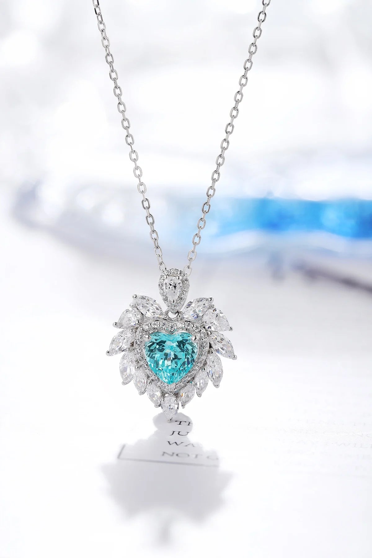 Gemfiori Anster 925 Sterling Silver High-quality Cultivation Lab Grown Paraiba Necklace - Suitable for Parties or As a Gift