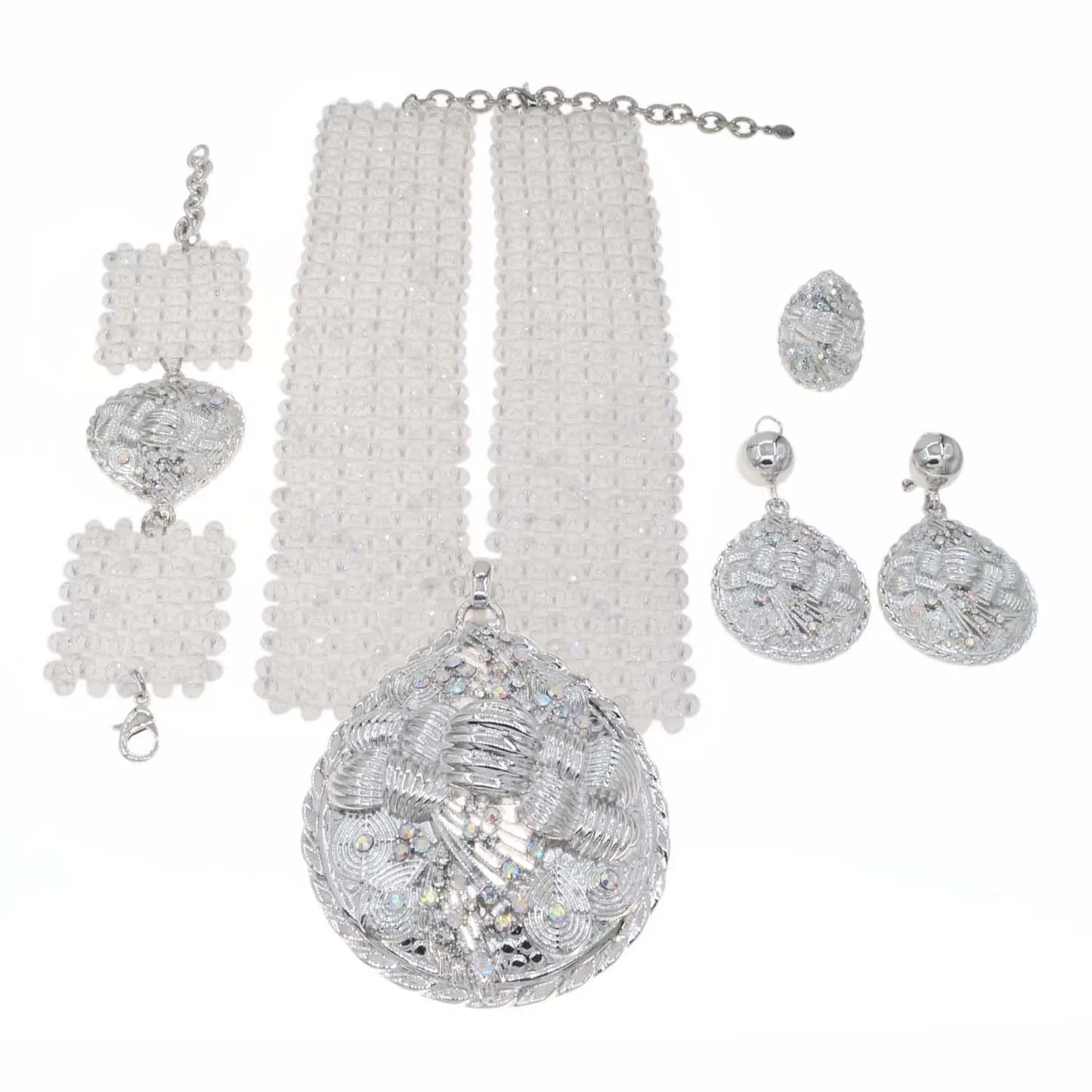 Zhuerrui High-end Simple 18K Gold Jewelry Sets Silver Beads Necklace Bracelet Jewelry Set Latest Bridal Wedding Gifts H40037