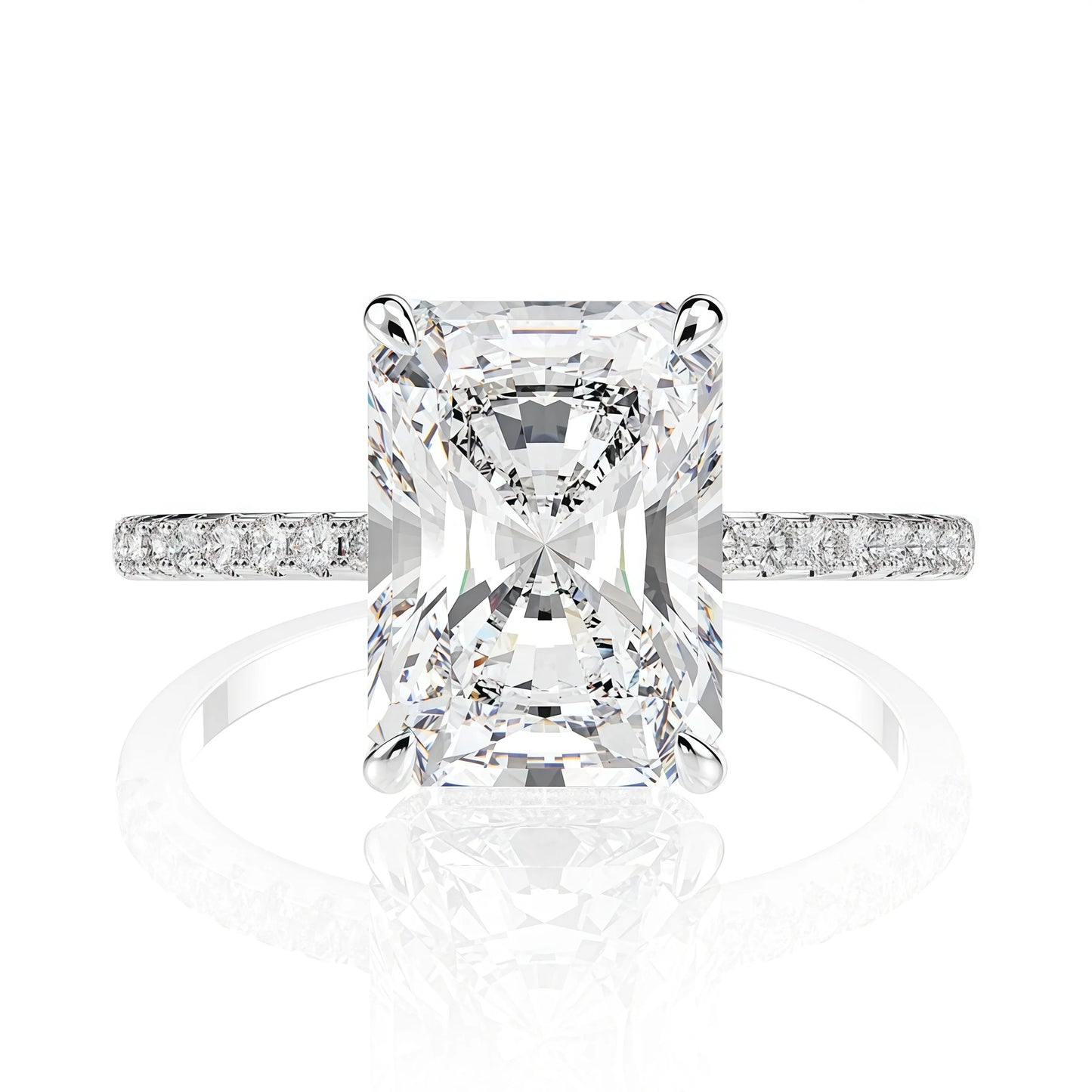 SILVERELLI 4ct High Carbon Diamond Bridal Ring | 925 Sterling Silver | Engagement & Wedding
