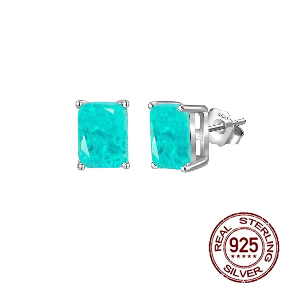 S&S 925 Sterling Silver Paraiba-Style CZ Stud Earrings – 6 Shapes – Collection