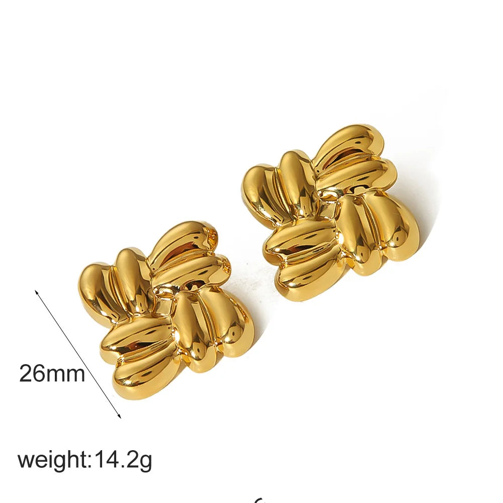 S&S Geometric Line Stud Earrings | 18K Gold Plated | S&S