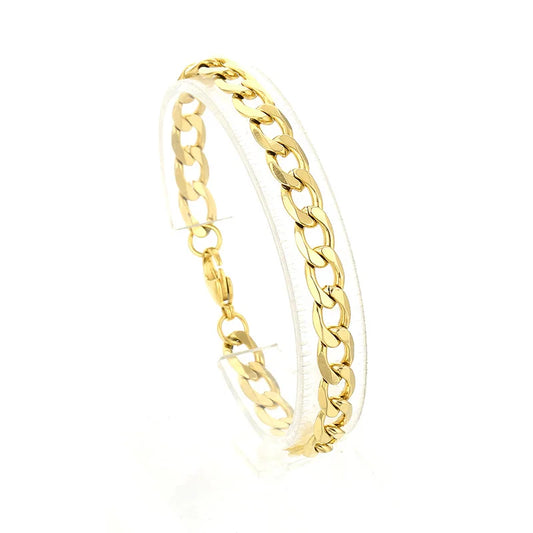 Kalen Casual 7.5/6mm Width Gold-Plated Stainless Steel Cuban Links 500mm Necklace&200mm Bracelet Jewelry Set