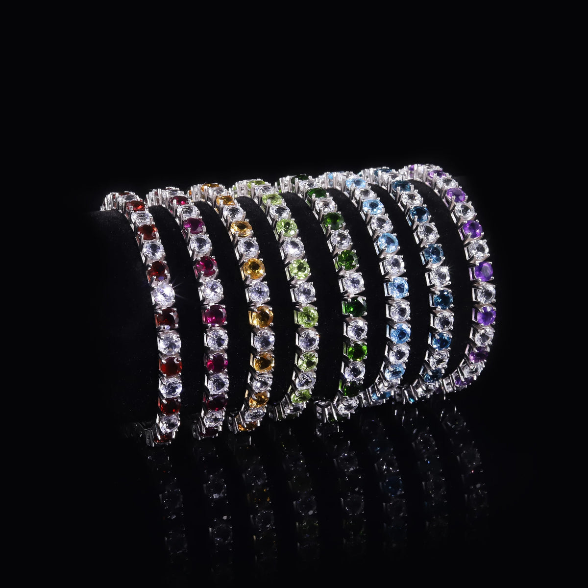 ArtistA Abiding OEM ODM Colored Gemstone 5MM 7IN 11g 925 Silver Garnet Citrine Peridot Topaz Natural Gemstone Tennis Bracelet