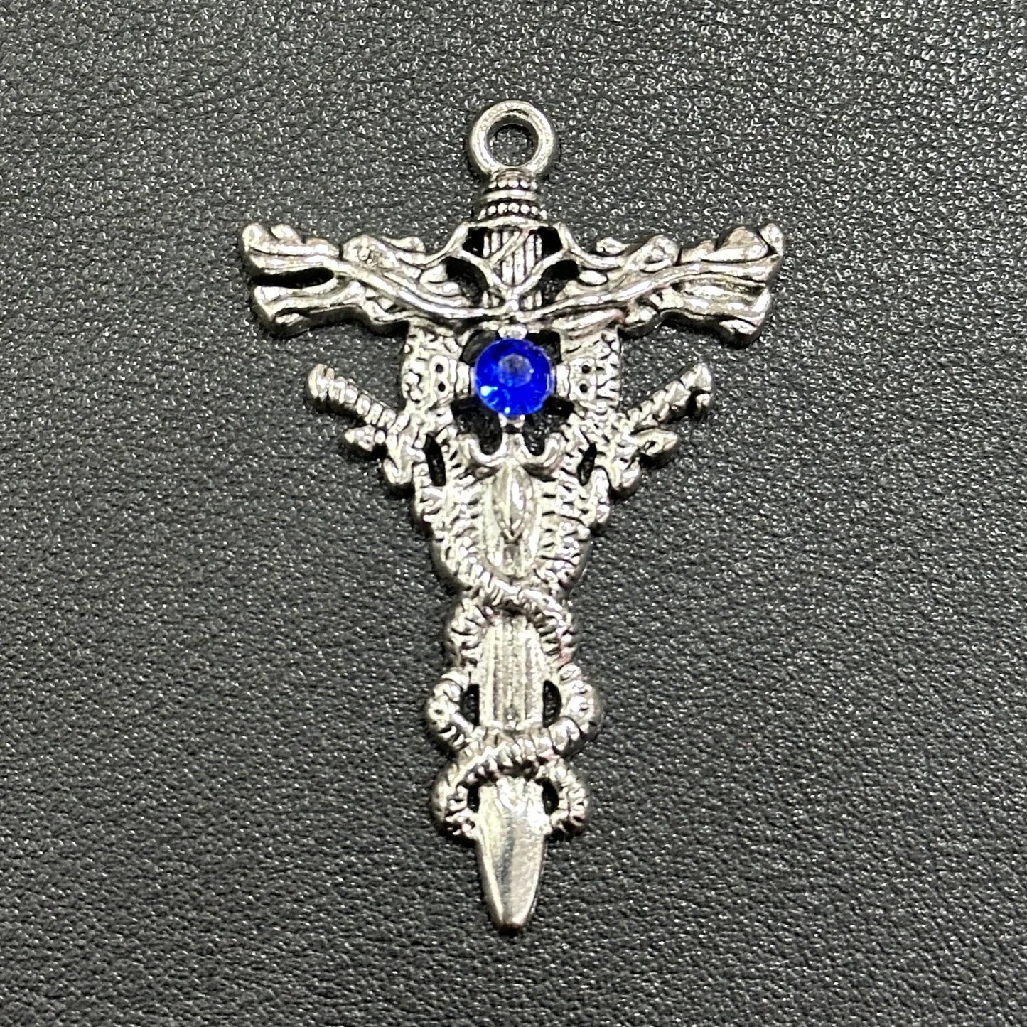 Retro Double-dragon Cross Pendant Charms Gold Stainless Steel Foreign Trade Accessories Fashionable Street-style Trendy DIY