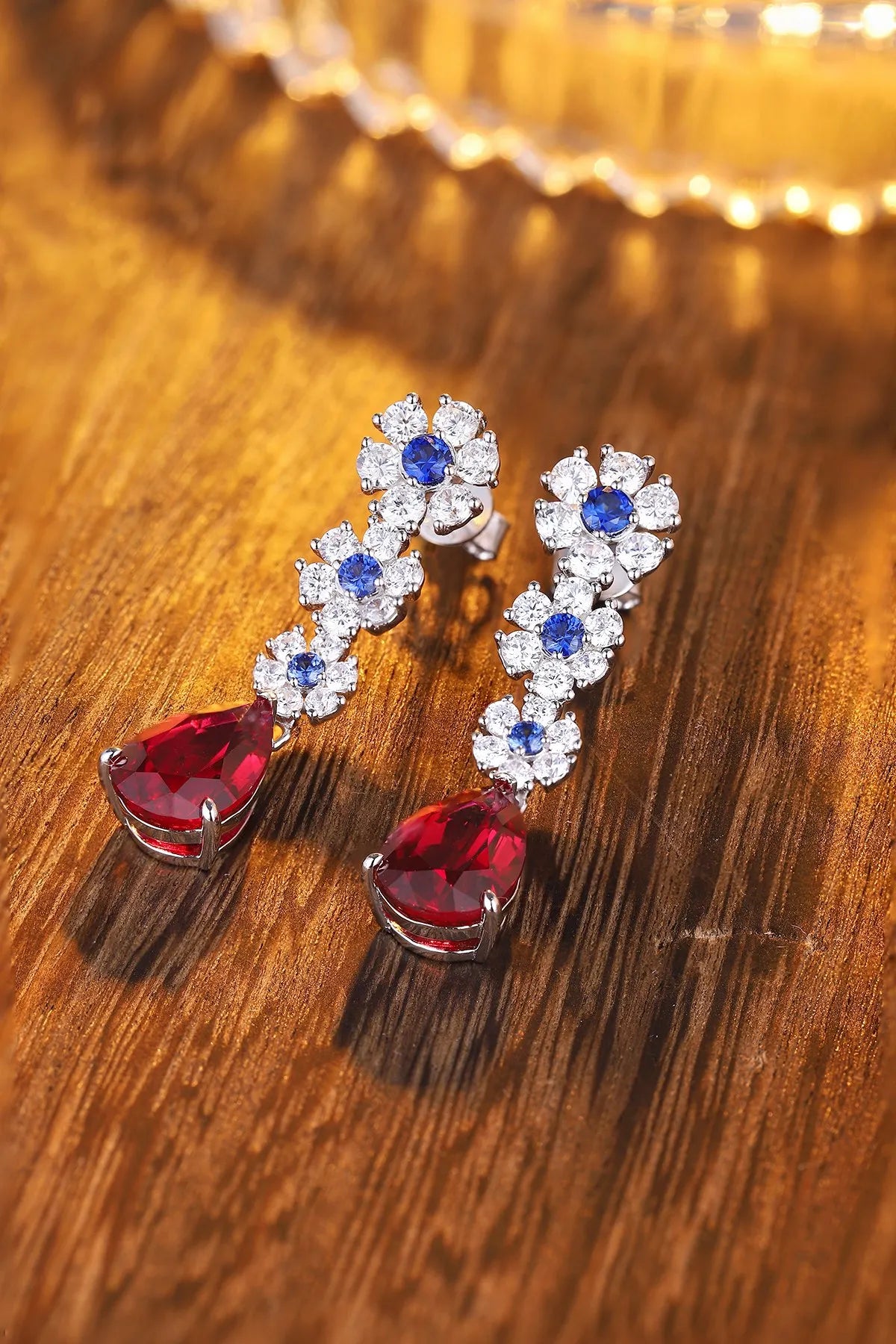 Gemfiori Anster High Quality S925 Lab Grown Ruby Earring Stud Dainty Gemstone Stud Earrings for Women Daily Wear Gift