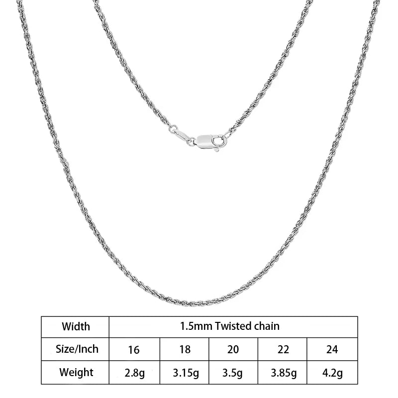 S&S 925 Sterling Silver Diamond Cut Rope Chain Necklace — S&S Collection