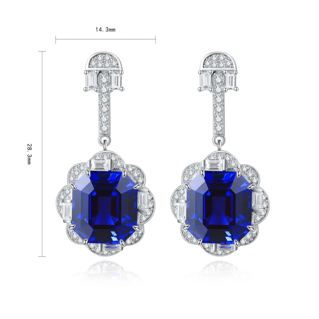 Gemfiori Anster High Quality S925 Lab Grown Sapphire Earring Stud Dainty Gemstone Stud Earrings for Women Daily Wear Gift