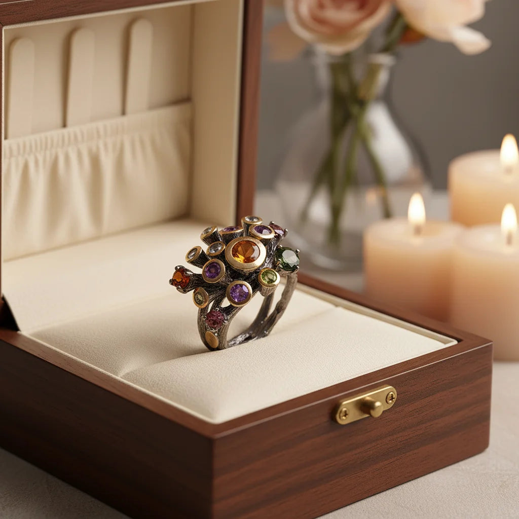 Colourful Stone 925 Silver Antique Ring Wholesale
