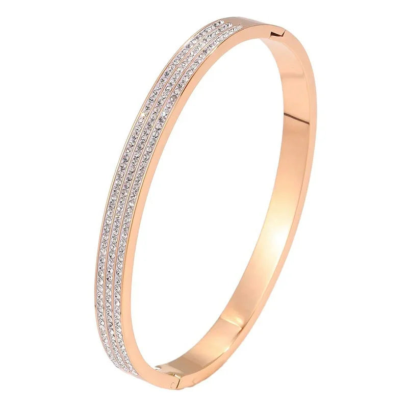 REBEL Stainless Inoxydable Stainless Steel 18K Gold Plated Roman Women Fashion Jewelry Bracelets Bangles
