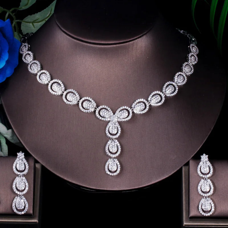Elegant 14k Gold Plated Brazilian Gold Color Brass and Cubic Zirconia Anniversary Party Jewelry Set for Lady