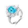 Gemfiori Fashionable Popular Rings Jewelry Blue Paraiba Wedding Ring Women Size 4-11 Women Paraiba Ring Mian Stone