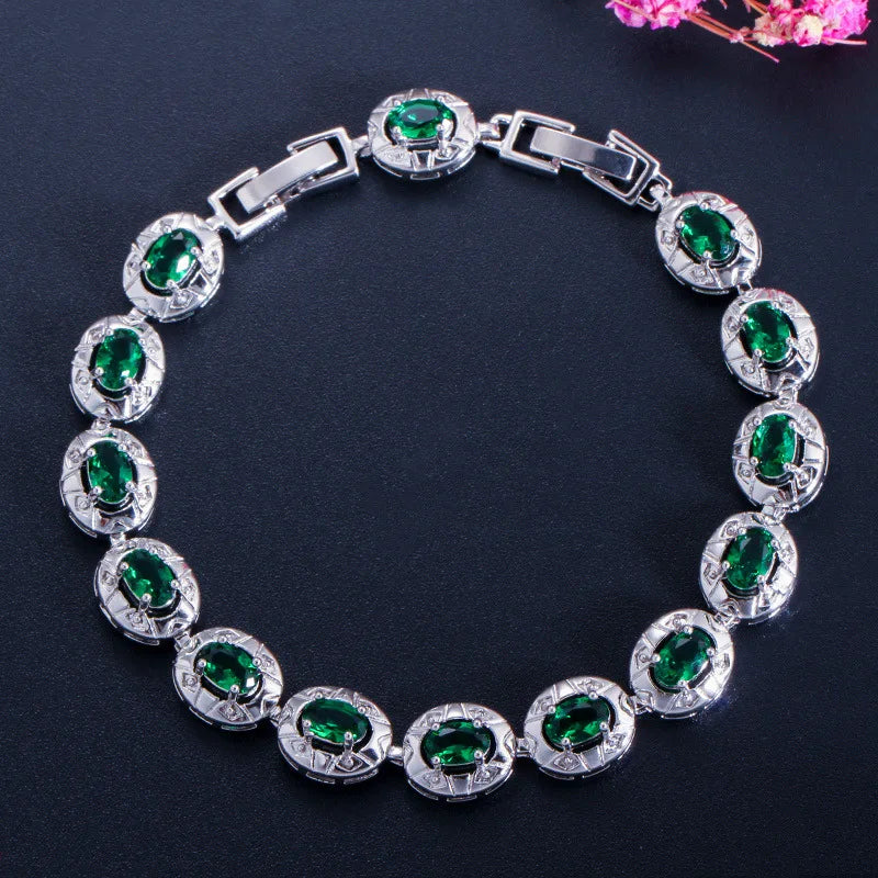 Sming Dropshipping White Gold Plated Brass Birthday Gift Crystal 18K AAA Zircon Fashion New Bracelet