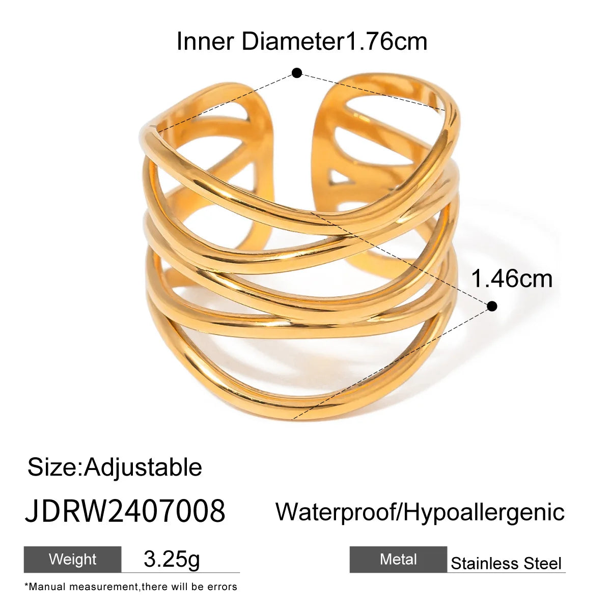 S&S Special-Shaped Natural Stone Ring | 18K Gold Plated | S&S