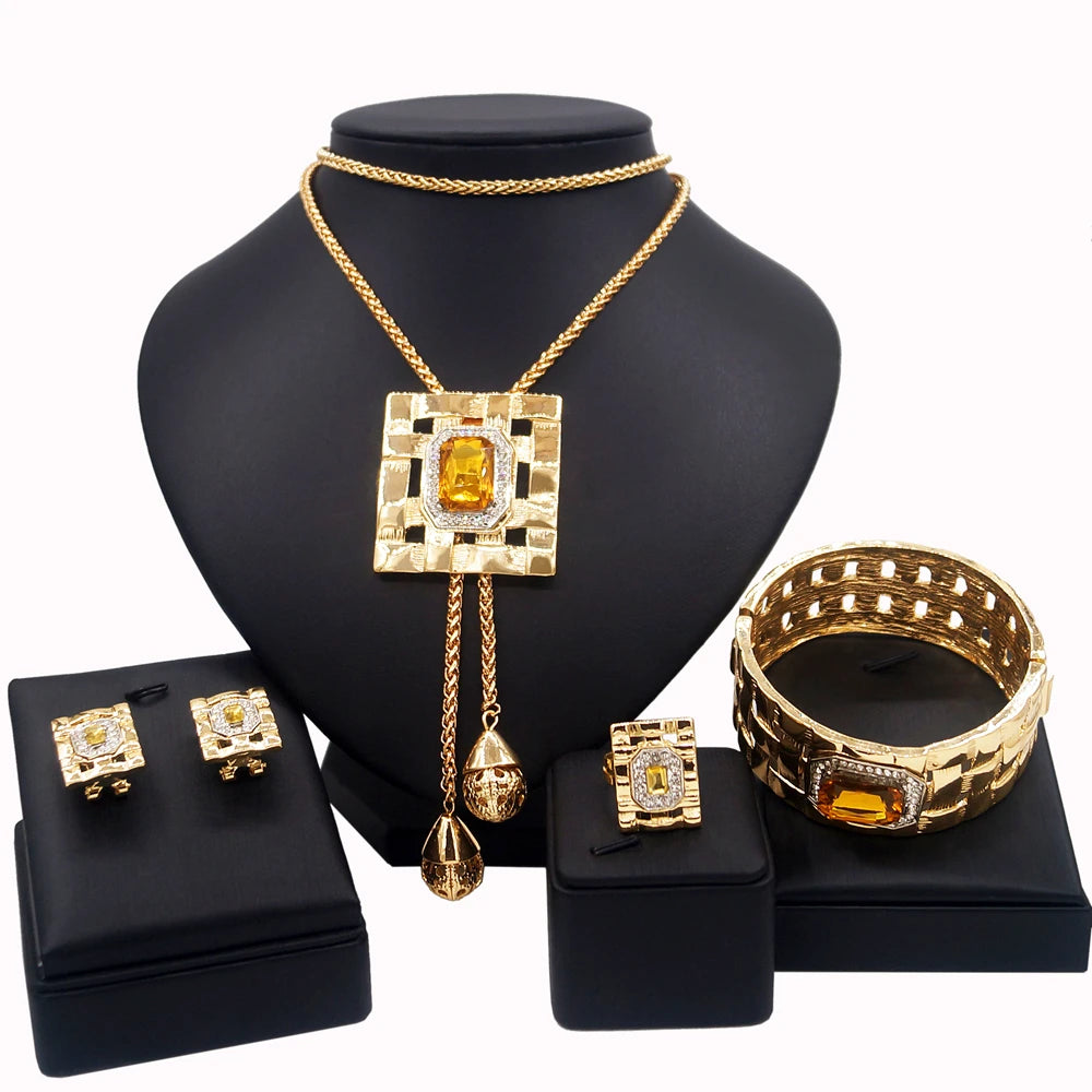 Zhuerrui Good Quality Women's Jewelry Set Luxury Italian Gold Jewelry Design Jewelry Sets Wedding Party Birthday Gifts HA0016