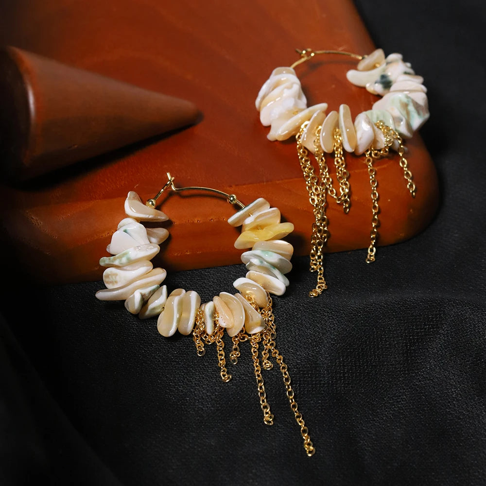 Natural Shell Stream Su Earrings Korean Style Women Luxury Jewelry Fashion Ladies and Girls Gift GE1579