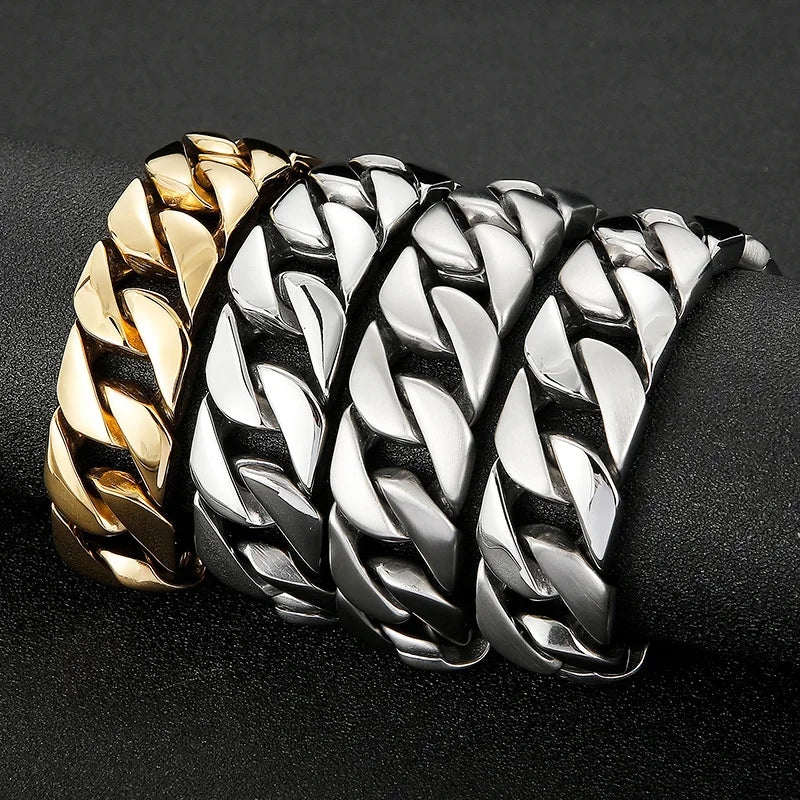KALEN 20mm Miami Bracciali Peruviani Stainless Steel Cuban Hiphop Chain Link Bracelet