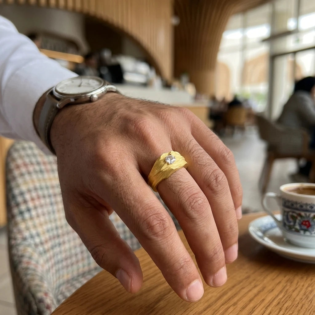 BiG-BOSS Kirin Stock Custom Gold Plating 925 Sterling Silver Men's Ring Saudi Arabia Zircon Sterling Silver Rings OEM ODM