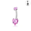 G23 ASTM F136 Titanium Navel Piercing 14G Belly Button Ring Double Heart Zircon Inlay Women Fashion Body Jewelry