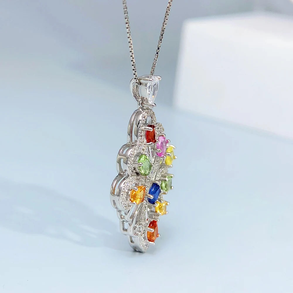 Natural Peach Sapphire Pendant 925 Silver Oval Cut September Birthstone Necklace Dainty Earth Mined Genuine Gemstone Gift