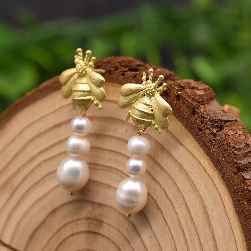 New Jewelry Natural Freshwater Baroque Pearl  Earrings 18K Gold Plated Jewelry Korean Designer Jewelry Earrings Wholesale Bulk