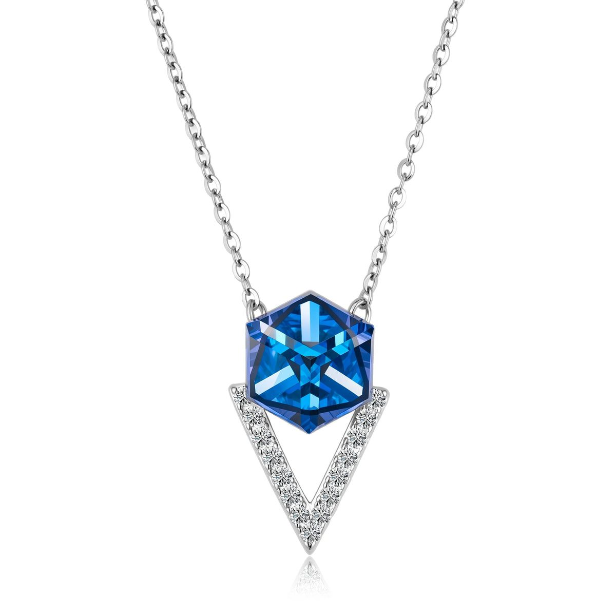 ArtistA OEM ODM 925 Sterling Silver Crystal Jewelry Set Factory Women Daily Wear Rhodium Plated V Charm Necklace for Women